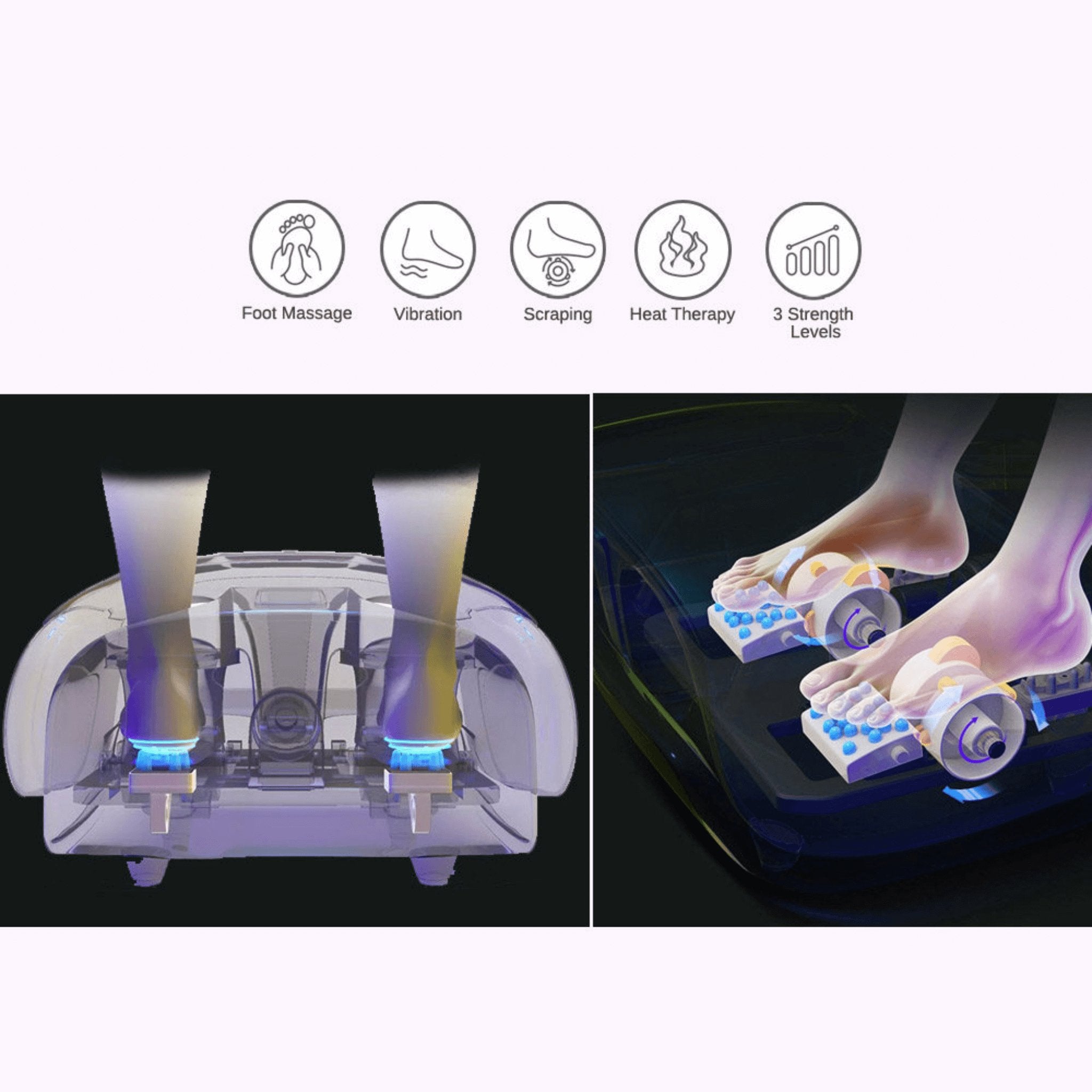 Hack Human - VComfort - VComfort - 2 In 1 Foot Calf Foldable Air Compression Shiatsu Massager - 
