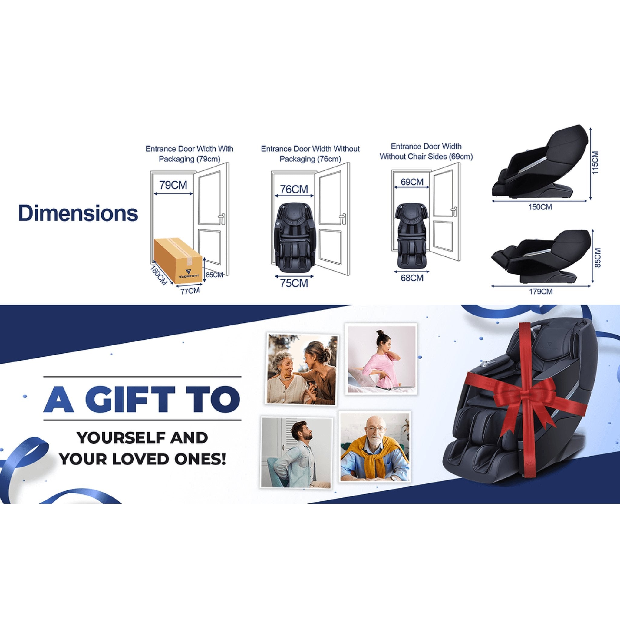 Hack Human - VComfort - VComfort – Dreamliner - 4D Hyperbolic SL Full Body Shiatsu Massage Chair - 