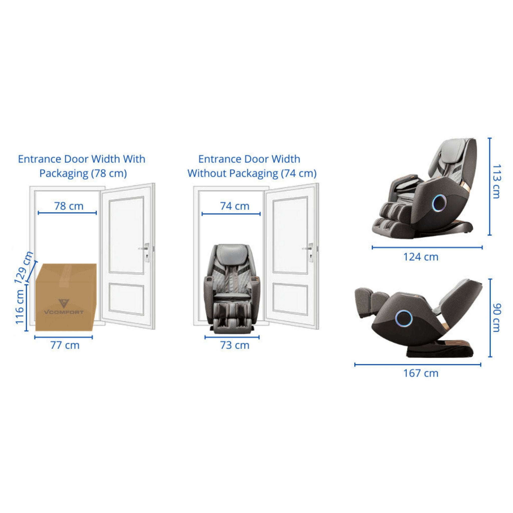 Hack Human - VComfort - VComfort - Kalkoona Max – Luxury SL 3D Full Body Zero Gravity Shiatsu Massage Chair - 