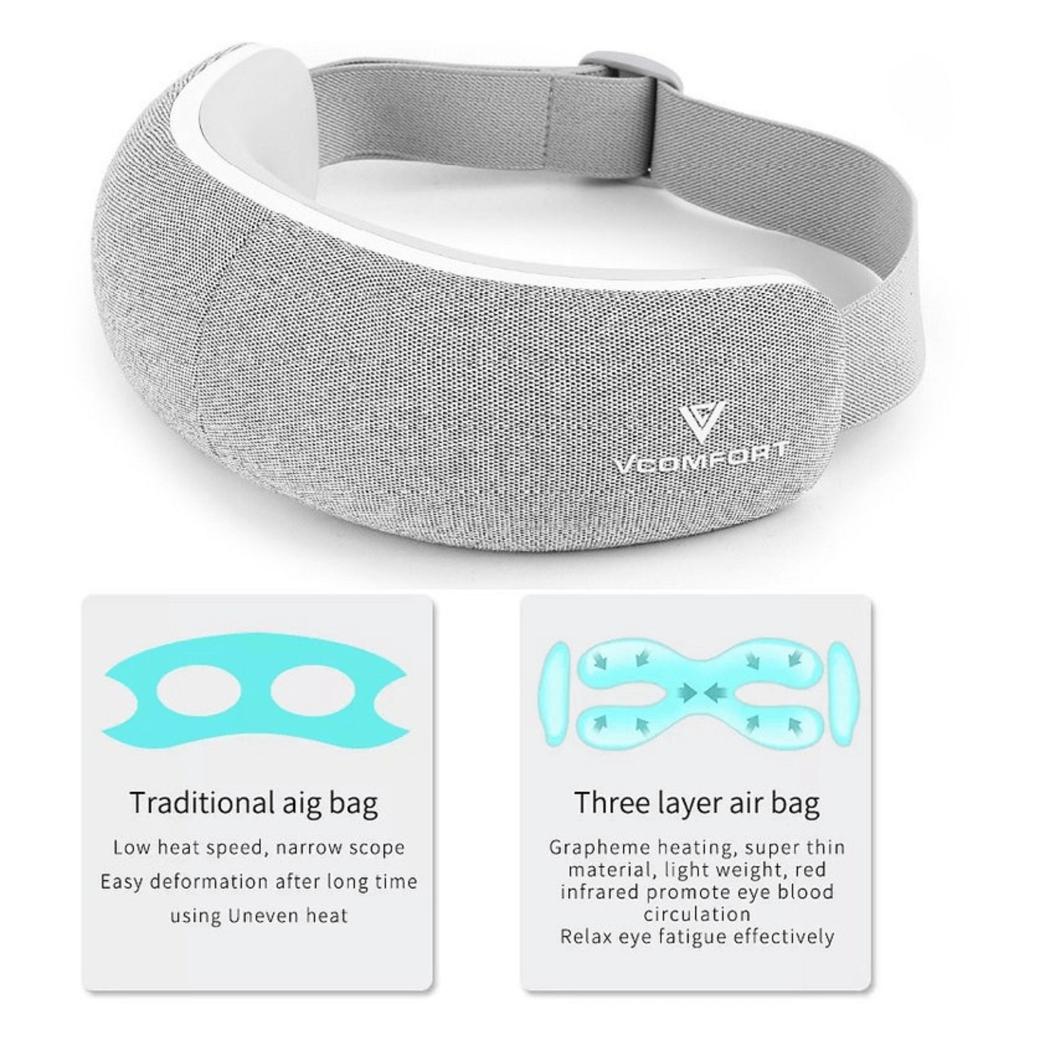 Hack Human - VComfort - VComfort – Rechargeable Eye Massager Air Compression Music Graphene Heating - 