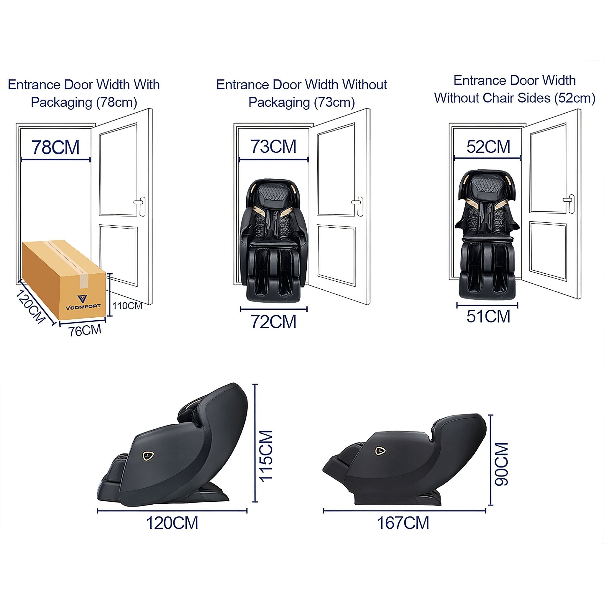 Hack Human - VComfort - VComfort - T - Rok Compact - SL Track Full Body Zero Gravity Massage Chair - 